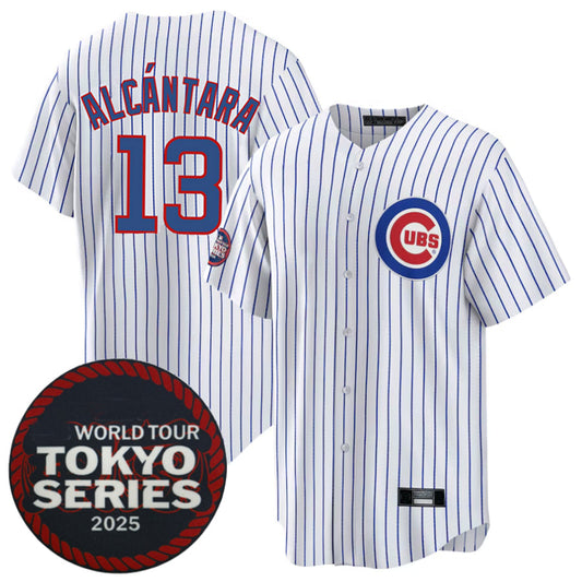C.Cubs #13 Kevin Alc¨¢ntara Player White 2025 World Tour Tokyo Series Home Stitched Baseball Jerseys