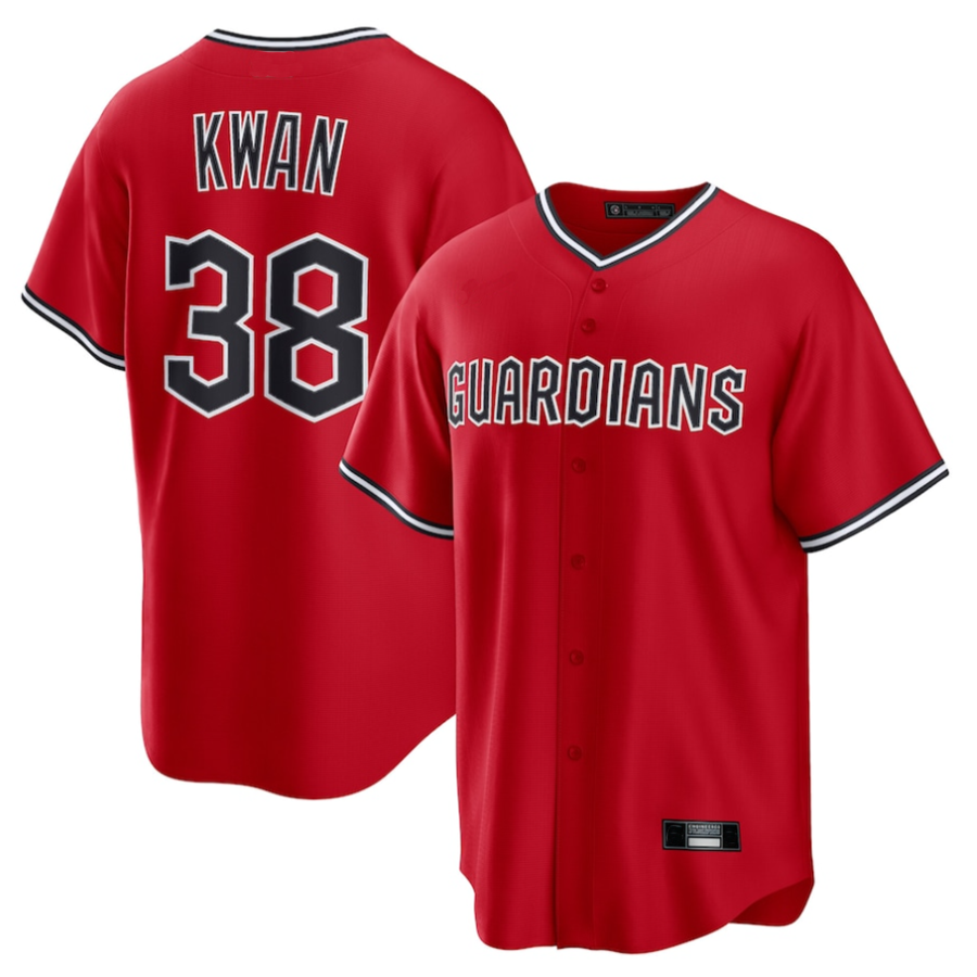 C.Guardians #38 Steven Kwan Player Red Replica Game Baseball Jerseys