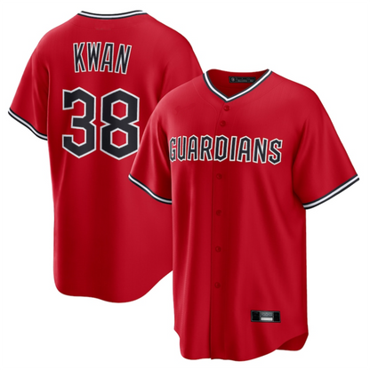 C.Guardians #38 Steven Kwan Player Red Replica Game Baseball Jerseys