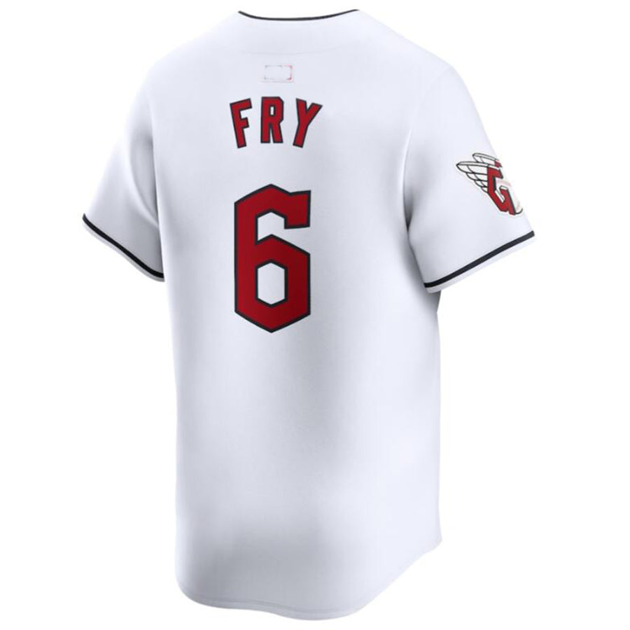 C.Guardians #6 David Fry Player White Home Limited Game Baseball Jerseys
