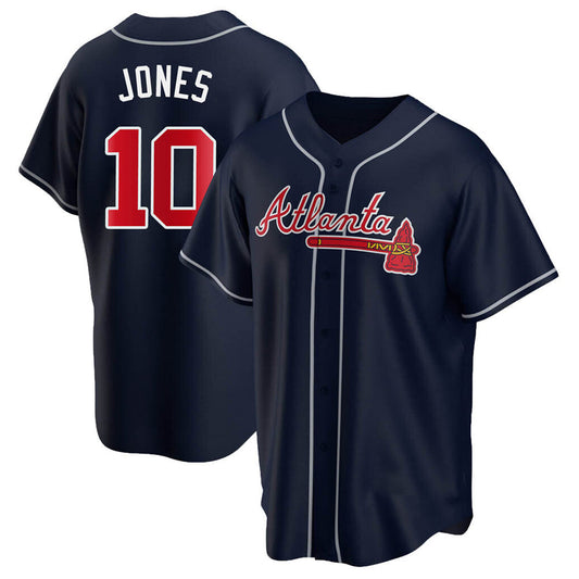 A.Braves #10 Chipper Jones Player Navy Replica Game Baseball Jerseys