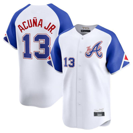 A.Braves #13 Ronald Acu?a Jr. White City Connect Limited Player Jersey American Stitched Baseball Jerseys