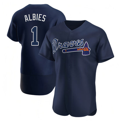 A.Braves #1 Ozzie Albies Player Navy Limited Replica Baseball Jerseys