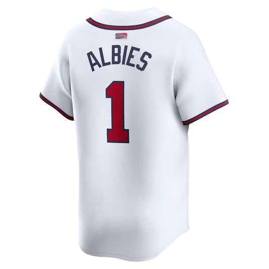 A.Braves #1 Ozzie Albies Player White Home Limited Baseball Jerseys