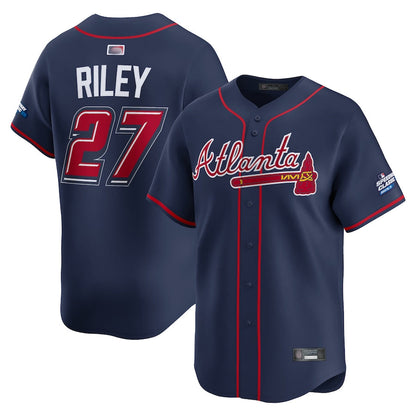 A.Braves #27 Austin Riley Player Speedway Classic Alternate Limited Navy Baseball Jerseys