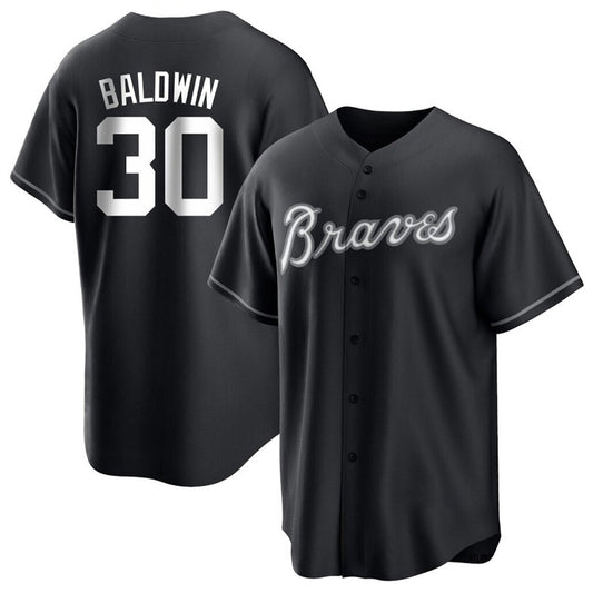 A.Braves #30 Drake Baldwin Player Black Game Baseball Jerseys