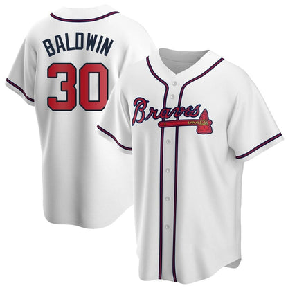 A.Braves #30 Drake Baldwin Player White Game Baseball Jerseys