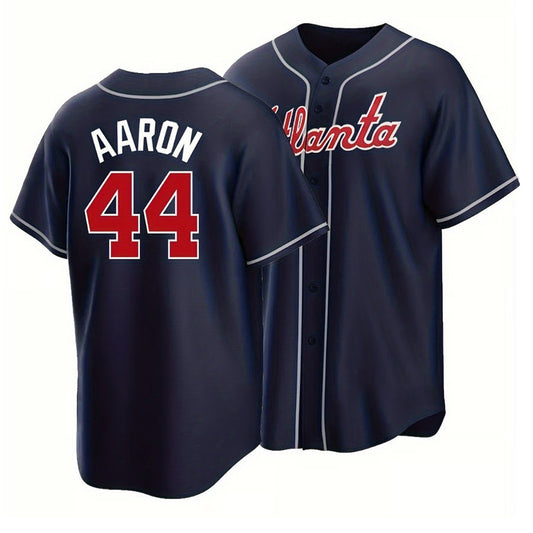 A.Braves #44 Hank Aaron Player Navy Classic Stitched Baseball Jerseys