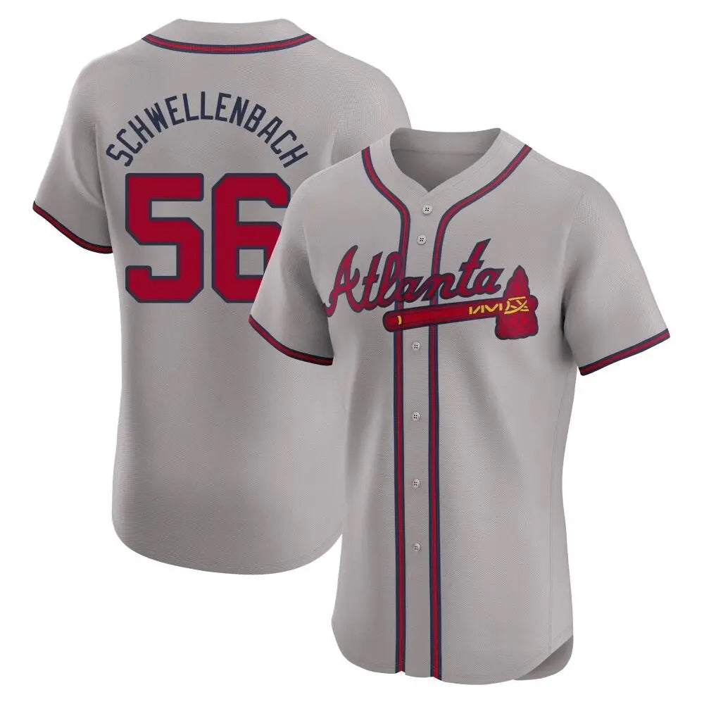 A.Braves #56 Spencer Schwellenbach Player Gray Limited Elite Baseball Jerseys