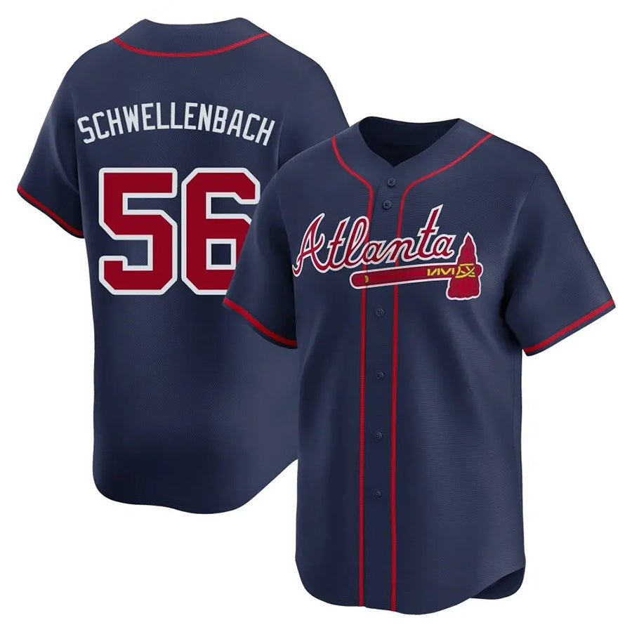A.Braves #56 Spencer Schwellenbach Player Navy Limited Home Baseball Jerseys