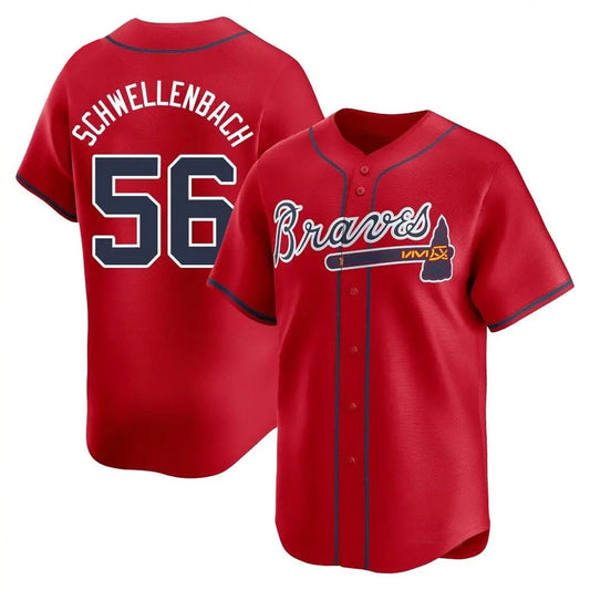 A.Braves #56 Spencer Schwellenbach Player Red Limited Home Baseball Jerseys