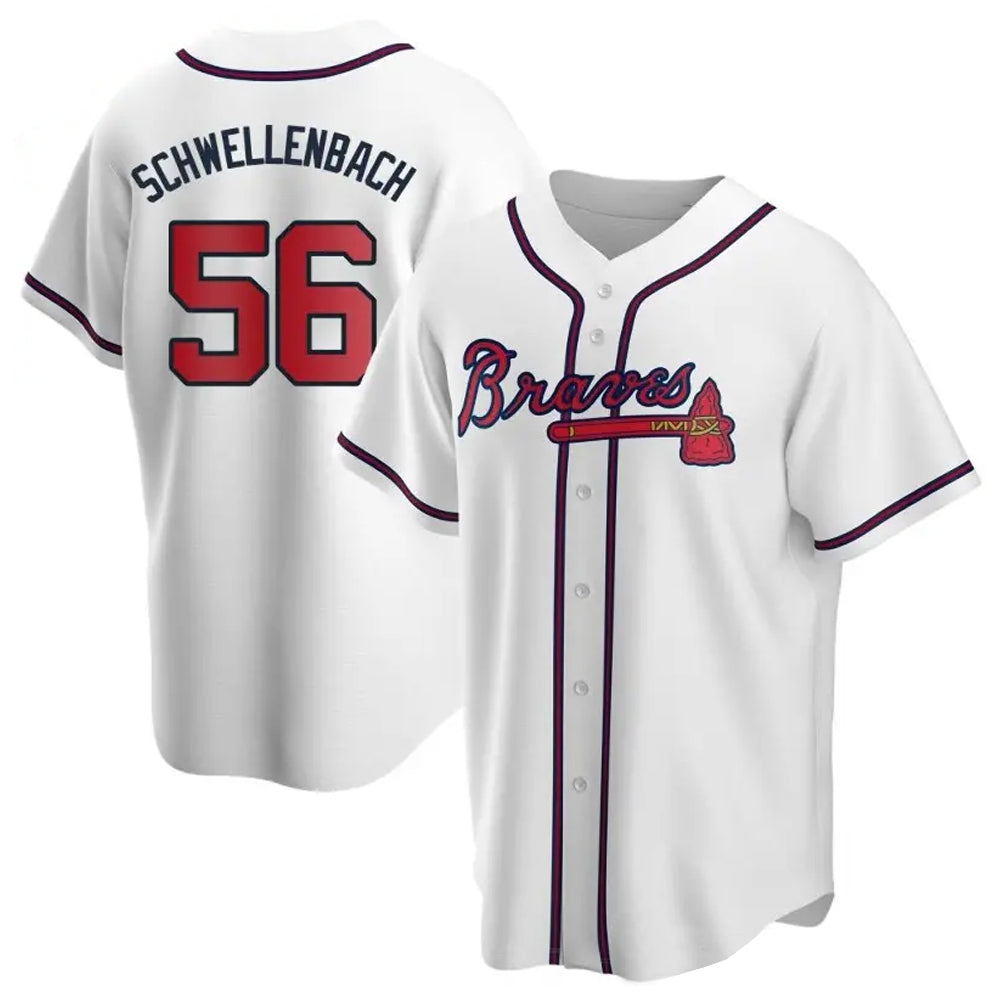 A.Braves #56 Spencer Schwellenbach Player White Game Baseball Jerseys