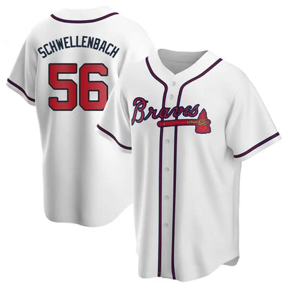 A.Braves #56 Spencer Schwellenbach Player White Game Baseball Jerseys