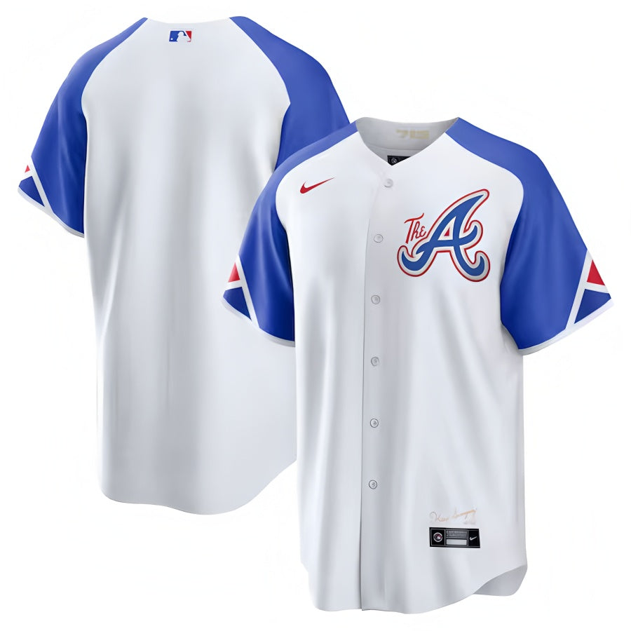A.Braves Blank Player White-Blue City Connect Limited Stitched Baseball Jerseys