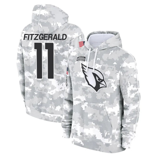 A.Cardinals #11 Larry Fitzgerald Player Arctic Camo Salute to Service Limited Hoodie Football Jerseys