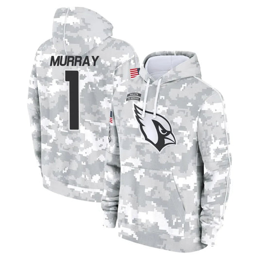 A.Cardinals #1 Kyler Murray Player Camo Salute to Service Hoodies Football Jerseys