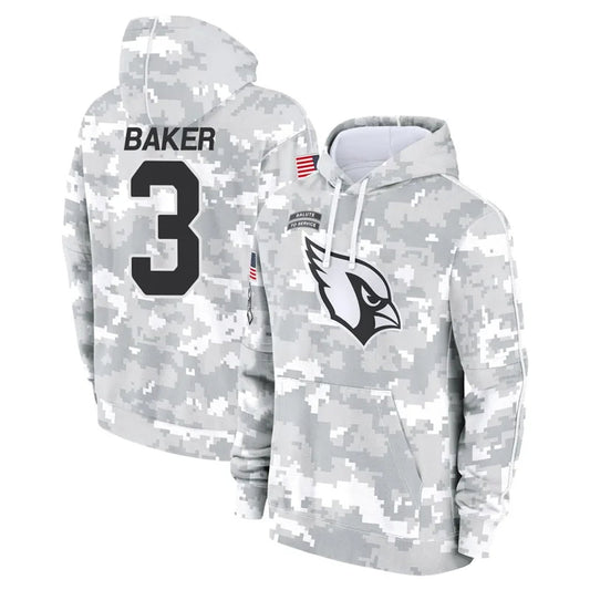 A.Cardinals #3 Budda Baker Player Arctic Camo Salute to Service Limited Hoodie Football Jerseys