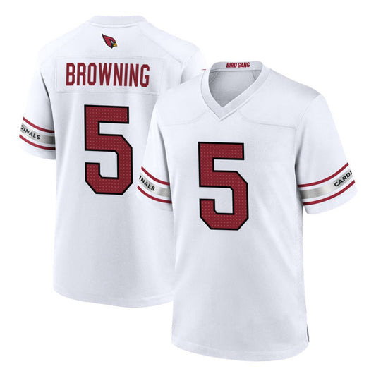 A.Cardinals #5 Baron Browning Player White Home Game Football Jerseys