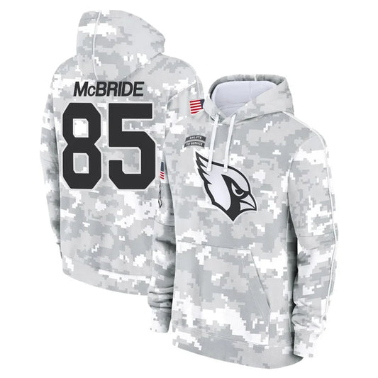 A.Cardinals #85 Trey McBride Player Camo Salute to Service Hoodies Football Jerseys