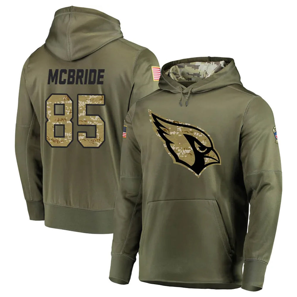 A.Cardinals #85 Trey McBride Player Olive Salute to Service Limited Hoodies Football Jerseys