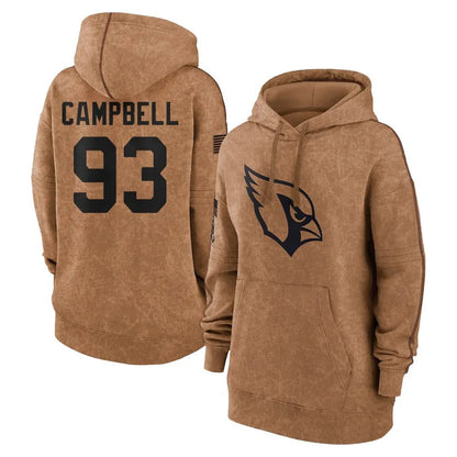 A.Cardinals #93 Calais Campbell Player Brown Salute To Service Limited Hoodies Football Jerseys