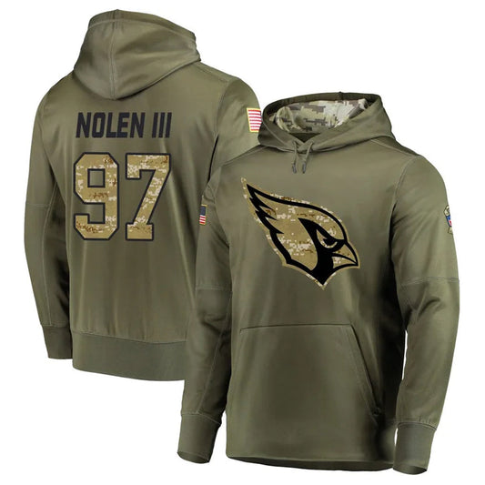 A.Cardinals #97 Walter Nolen Player Olive Salute to Service Limited Hoodies Football Jerseys