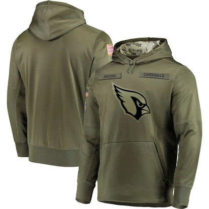 A.Cardinals Olive Salute to Service Sideline Pullover Hoodie Player Football Jerseys