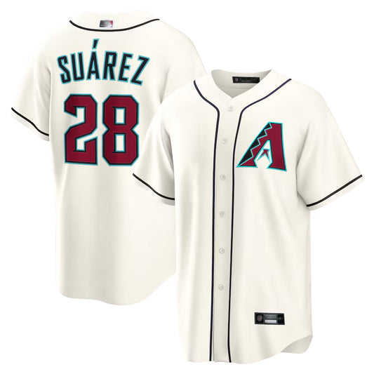 A.Diamondbacks #28 Eugenio Suarez Player Cream Home Replica Baseball Jerseys