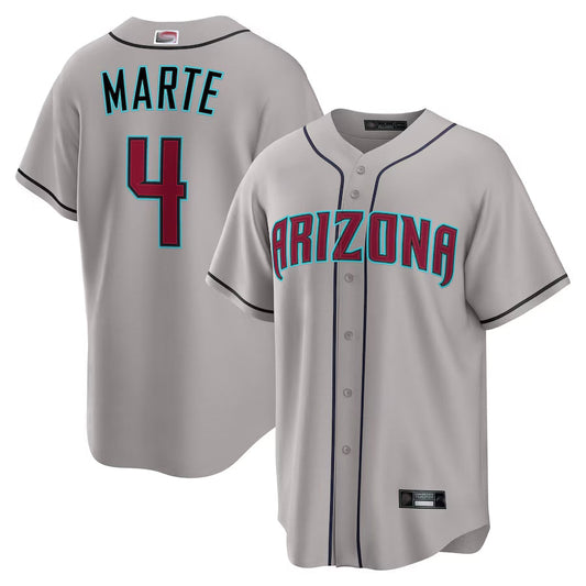 A.Diamondbacks #4 Ketel Marte Player Gray Home Game Baseball Jerseys