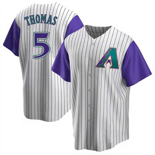 A.Diamondbacks #5 Alek Thomas Player White-Purple Replica Baseball Jerseys