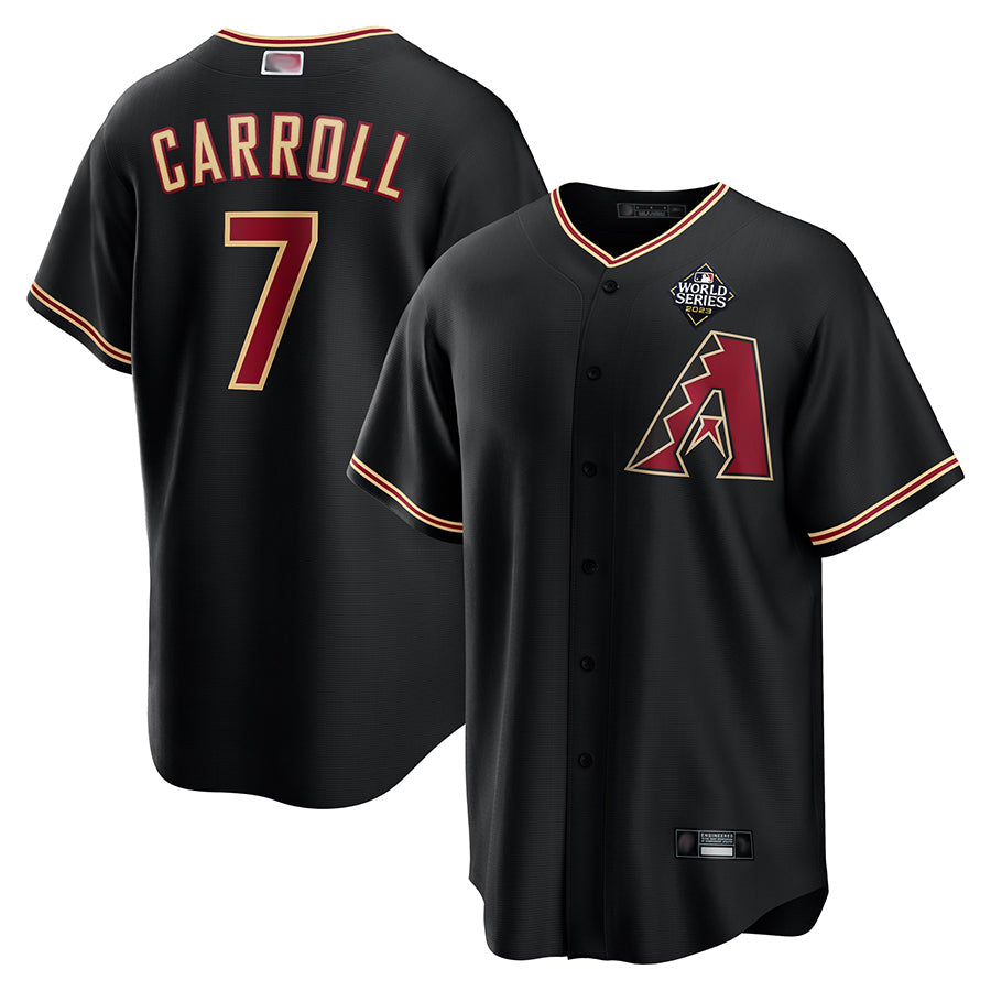 A.Diamondbacks #7 Corbin Carroll Player Black World Series Replica Baseball Jerseys