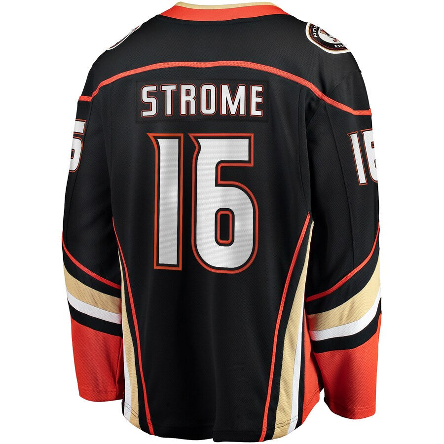 A.Ducks #16 Ryan Strome Player Fanatics Home Breakaway Black Hockey Jerseys