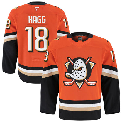 A.Ducks #18 Robert Hagg Player Fanatics Orange Home Game Hockey Jerseys