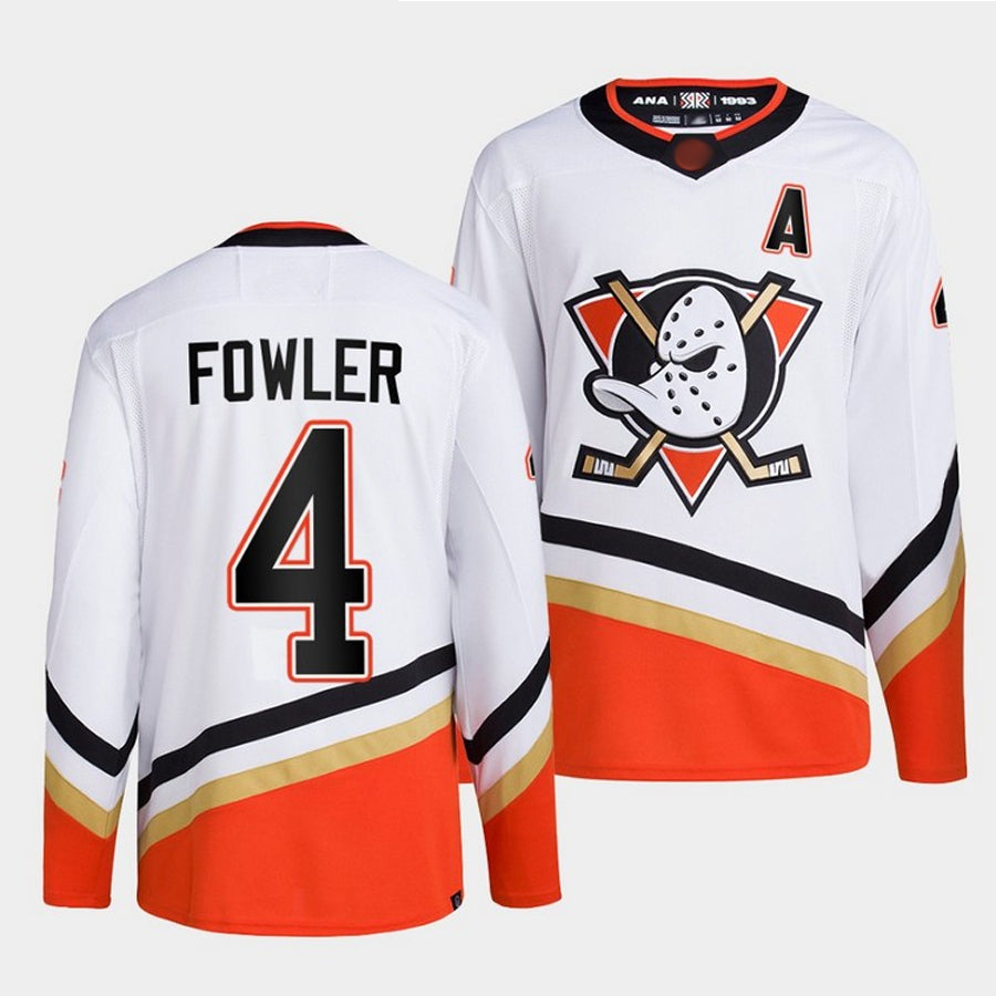 A.Ducks #4 Cam Fowler Player Fanatics Reverse Retro White Hockey Jerseys