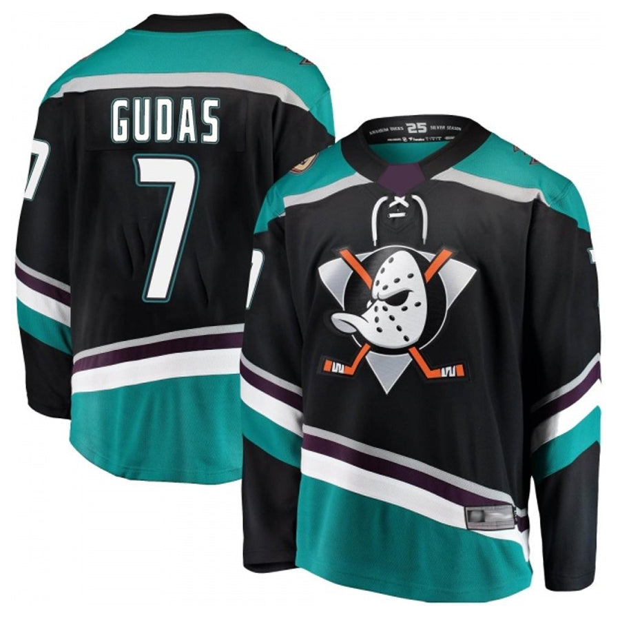 A.Ducks #7 Radko Gudas Player Fanatics Breakaway Black Hockey Jerseys