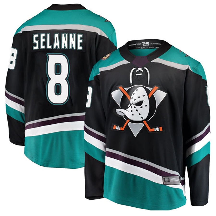 A.Ducks #8 Teemu Selanne Fanatics Player Alternate Breakaway Black Hockey Jerseys