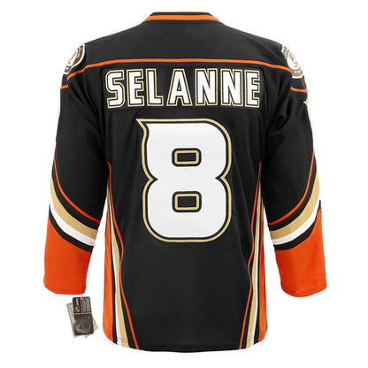 A.Ducks #8 Teemu Selanne Player Fanatics Home Premium Black Hockey Jerseys