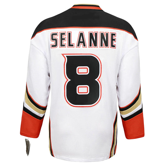 A.Ducks #8 Teemu Selanne Player Fanatics Home Premium White Hockey Jerseys