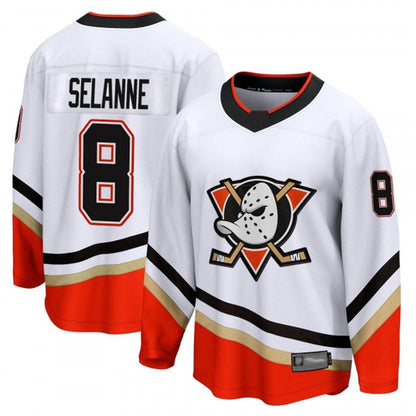 A.Ducks #8 Teemu Selanne Player Fanatics Special Edition Breakaway White Hockey Jerseys