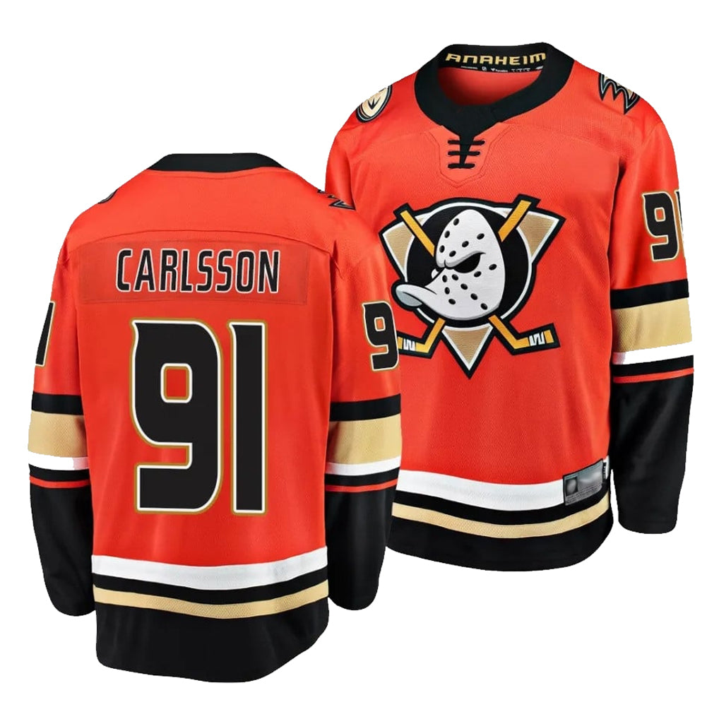 A.Ducks #91 Leo Carlsson Player Orange Home Game Hockey Jerseys