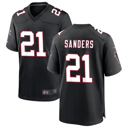 A.Falcons #21 Deion Sanders Player Black Throwback Limited Football Jerseys