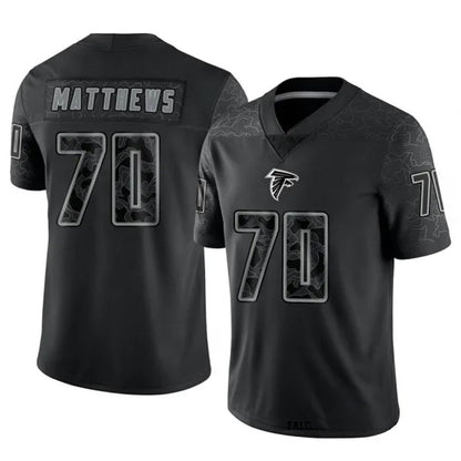 A.Falcons #70 Jake Matthews Player Black RFLCTV Limited Football Jerseys