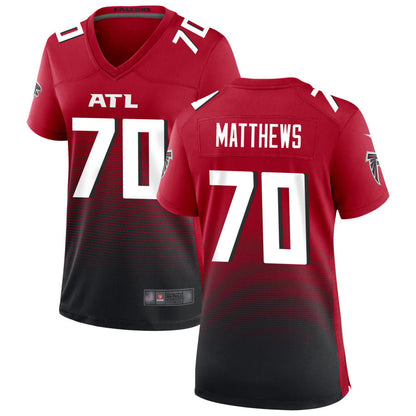 A.Falcons #70 Jake Matthews Player Red Home Game Football Jerseys