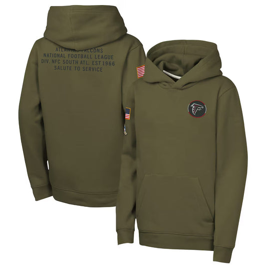 A.Falcons Player Olive Salute to Service Club Fleece Hoodie Football Jerseys