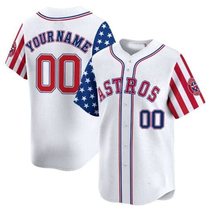 Custom H.Astros Independence Day Vapor Premier Limited White Baseball Jerseys