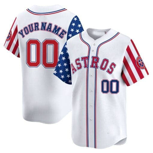 Custom H.Astros Independence Day Vapor Premier Limited White Baseball Jerseys
