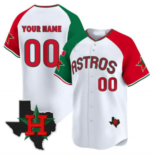 Custom H.Astros Mexico Texas Patch Vapor Premier Limited V3 White Stitched Baseball Jerseys