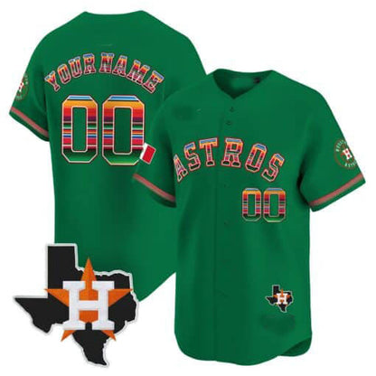 Custom H.Astros Mexico Texas Patch Vapor Premier Limited Baseball Jerseys