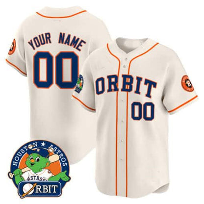 Custom H.Astros Orbit Patch Vapor Premier Limited Stitched Baseball Jerseys
