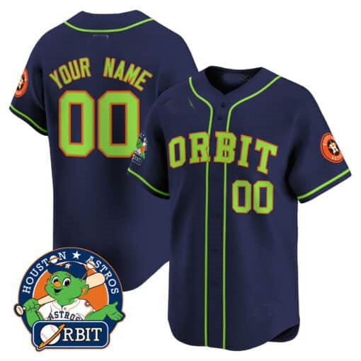 Custom H.Astros Orbit Patch Vapor Premier Limited Stitched Baseball Jerseys